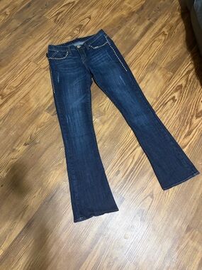 Rock & Republic Dark Blue Flare Jeans with Stud Trim